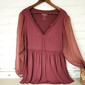 Women's Mauve Top with Sheer Sleeves Torrid Size 1X